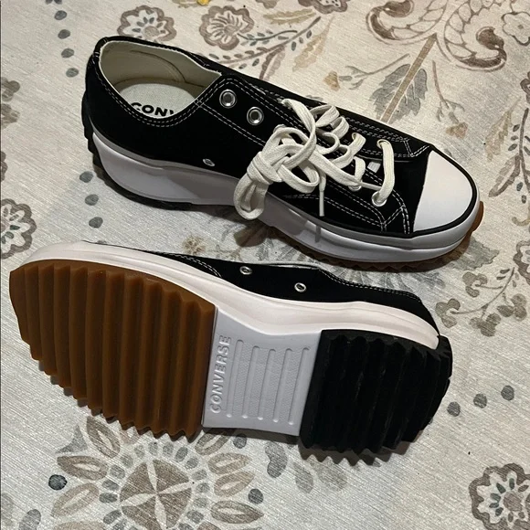 Converse Low Top Canvas Sneakers in Black & White - Picture 3 of 7